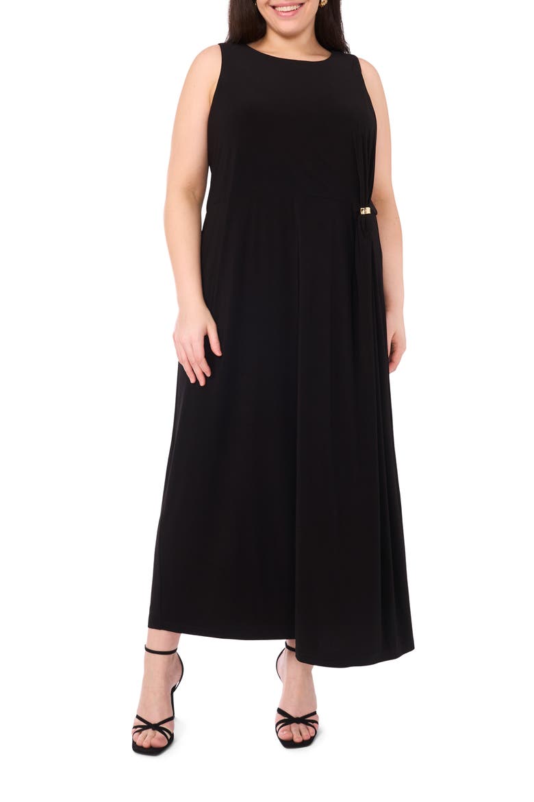 Gathered Twist Sleeveless Maxi Dress, Main, color, RICH BLACK