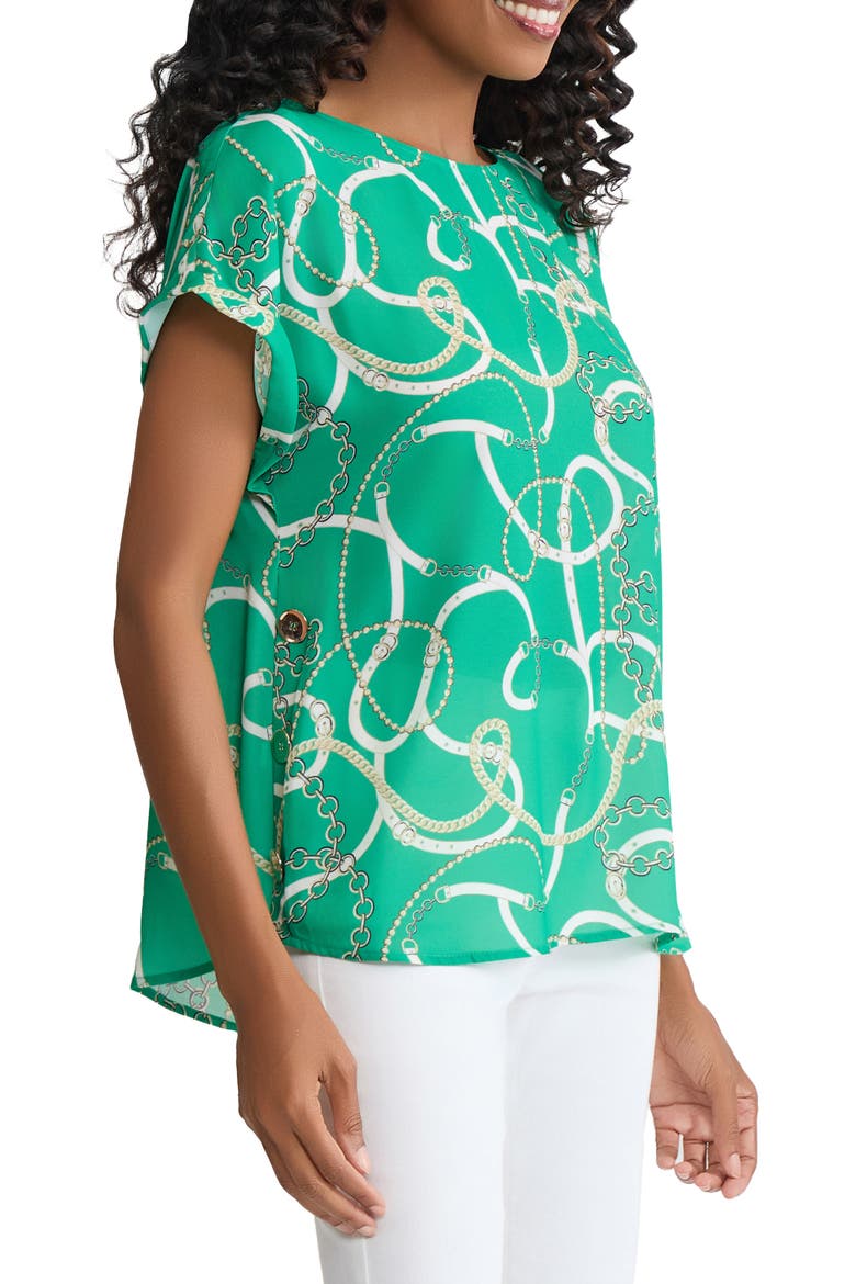 Chain Print Side Button Top, Alternate, color, KELLY MULTI