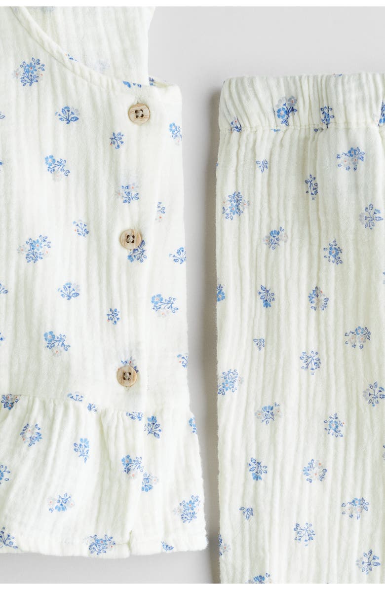 H&M 2-piece Cotton Muslin Set, Alternate, color, Cream/Floral