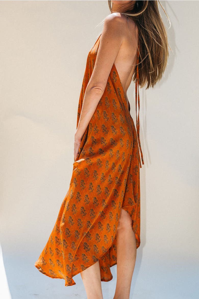 Classic Silk Dress Hope, Alternate, color, Orange