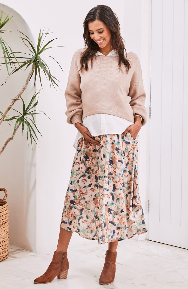 Angel Maternity Sylvie Crop Rib Maternity/Nursing Sweater, Alternate, color, 