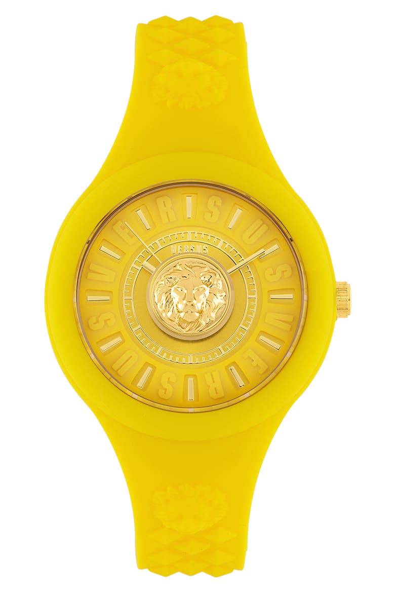 Fire Island Silicone Strap Watch, 39mm, Main, color, YELLOW