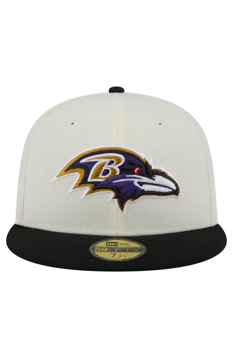 New Era Men's New Era White/Black Baltimore Ravens Main 59FIFTY Fitted Hat, Alternate, color,