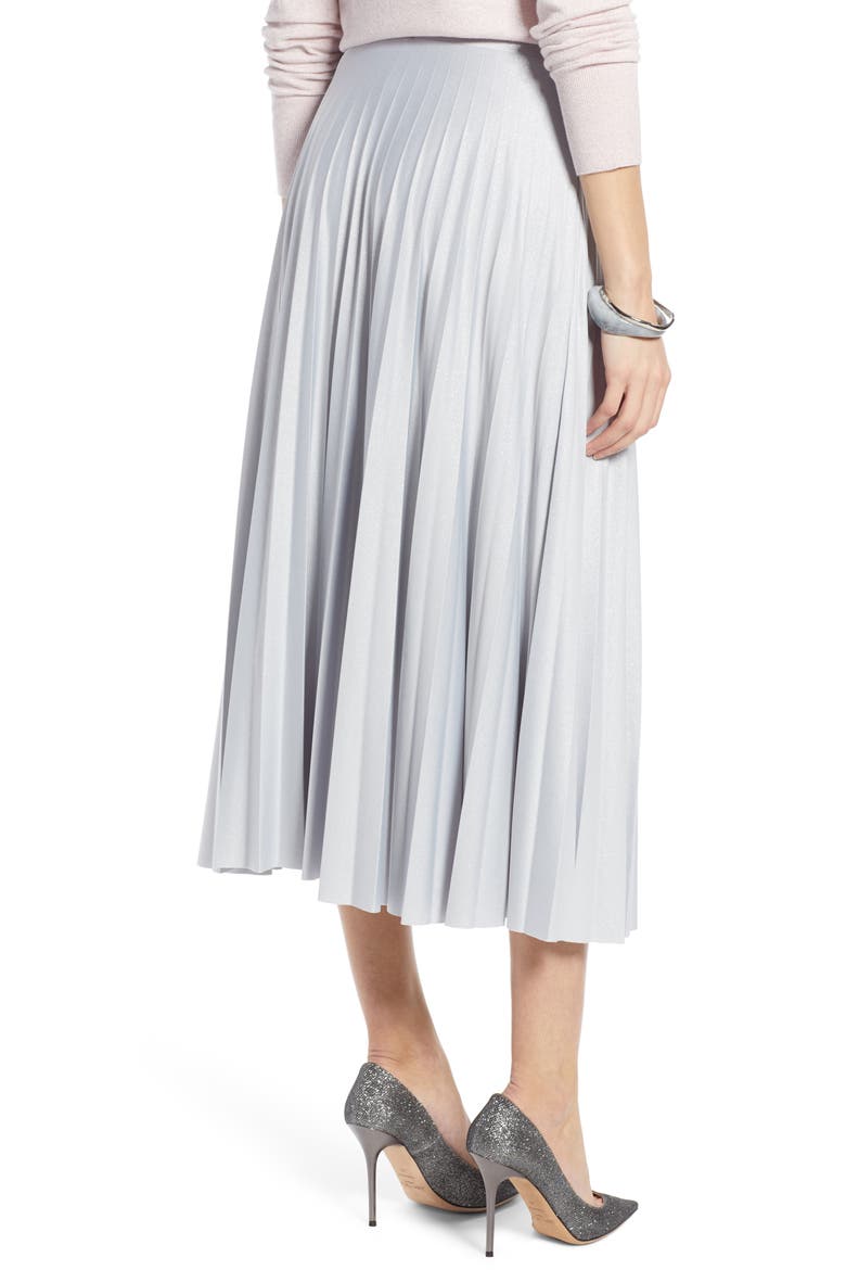 PLEATED SKIRT, Alternate, color, GREY- SILVER FOIL