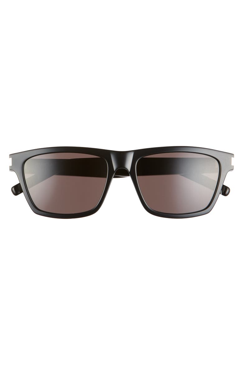 56mm Flat-Top Sunglasses, Alternate, color, BLACK