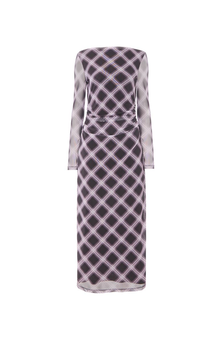 Whistles Check Mesh Dress, Alternate, color, Burgundy/Multi