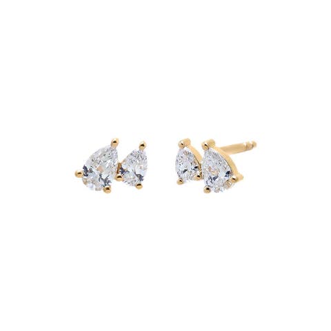 Lab Grown Diamond Double Pear Stud Earring 14K