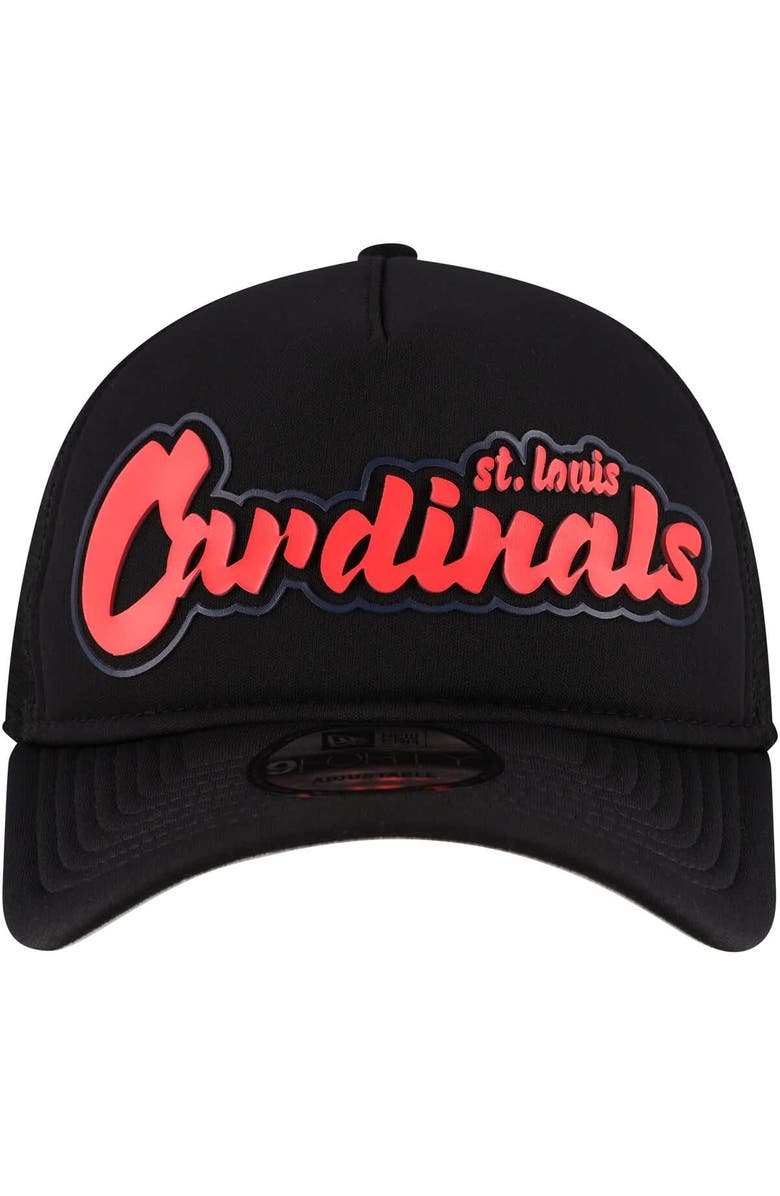 New Era Men's New Era Black St. Louis Cardinals Retro Bold A-Frame Trucker 9FORTY Adjustable Hat, Alternate, color, Black