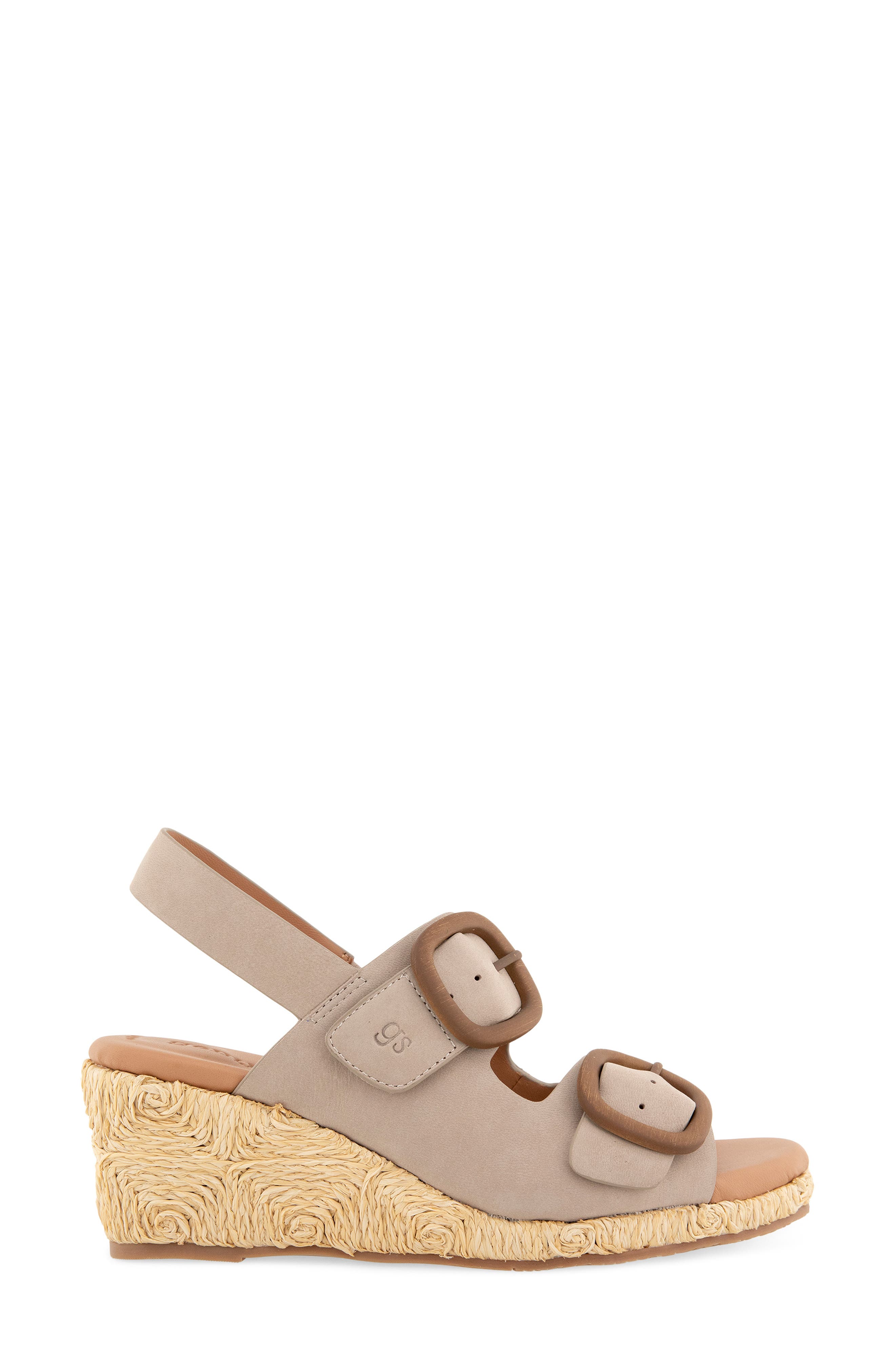 Gentle Souls Greca Raffia Slingback Platform Wedge Sandal, Alternate, color, Mushroom Nubuck