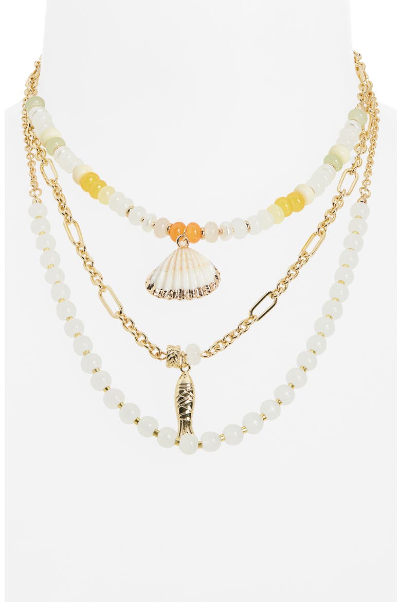 Layered Sealife Beaded Necklace, Alternate, color, WHITE MULTI- GOLD