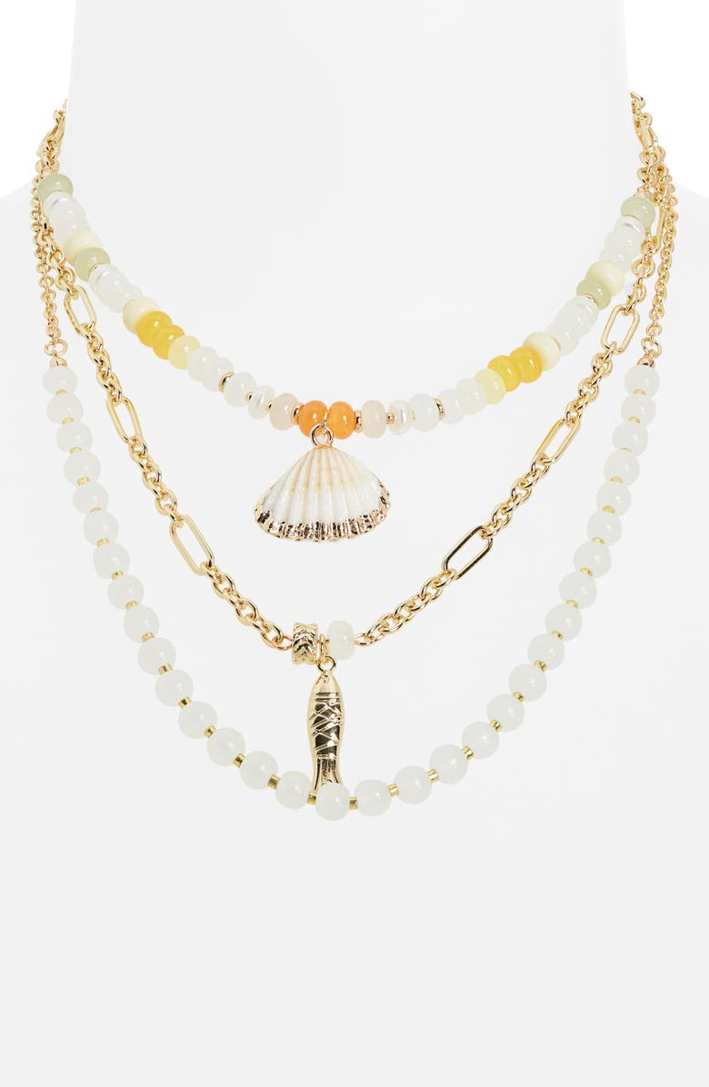 Leith Layered Sealife Beaded Necklace, Alternate, color, White Multi- Gold