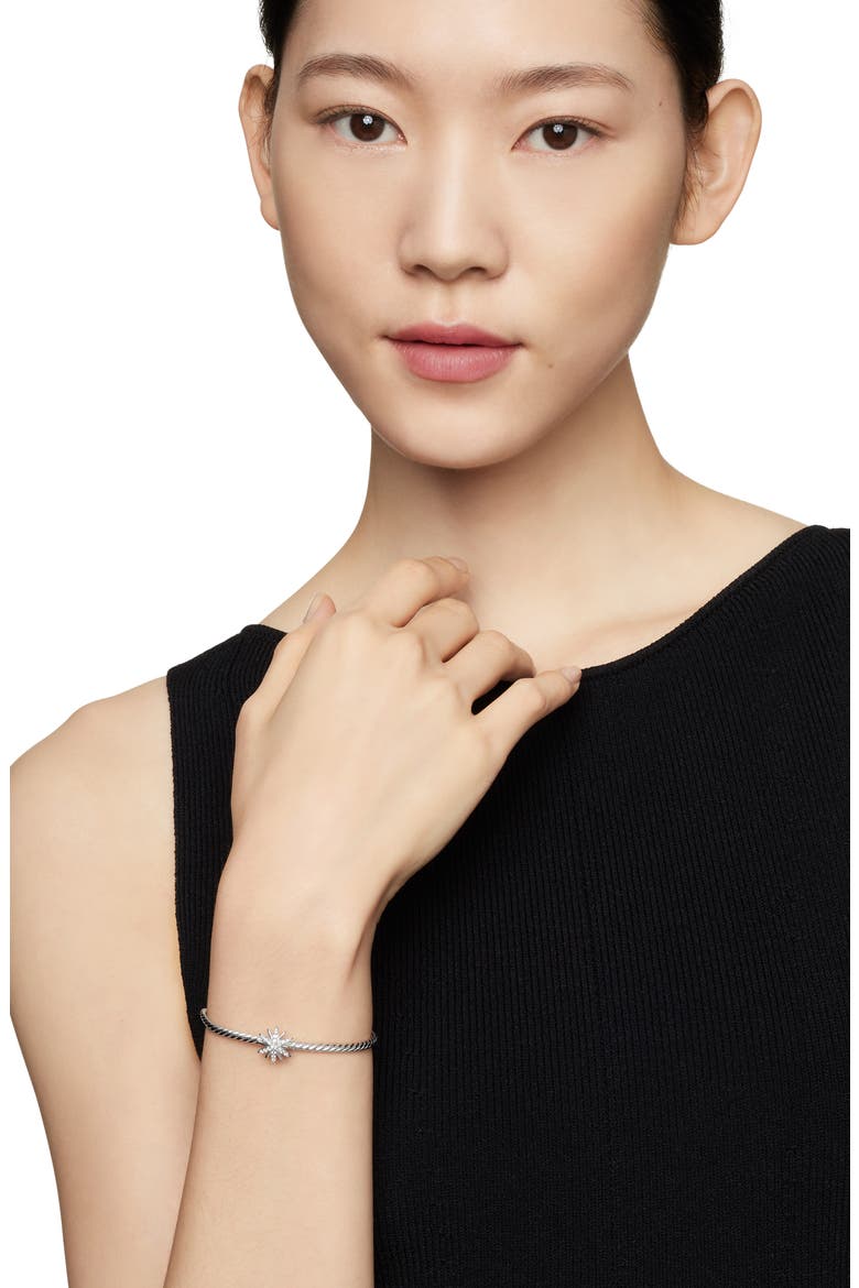 Starburst Center Station Bracelet in Sterling Silver with Diamonds, 3mm, Alternate, color, DIAMOND/ SILVER