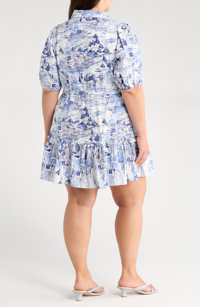 SUGARLIPS Francine Cotton Toile Minidress, Alternate, color, White/ Blue