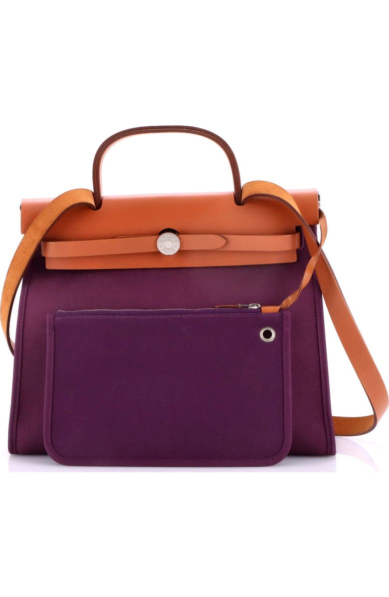 Pre-Owned Hermes Herbag Zip Leather and Toile 31, Alternate, color, Cassis
