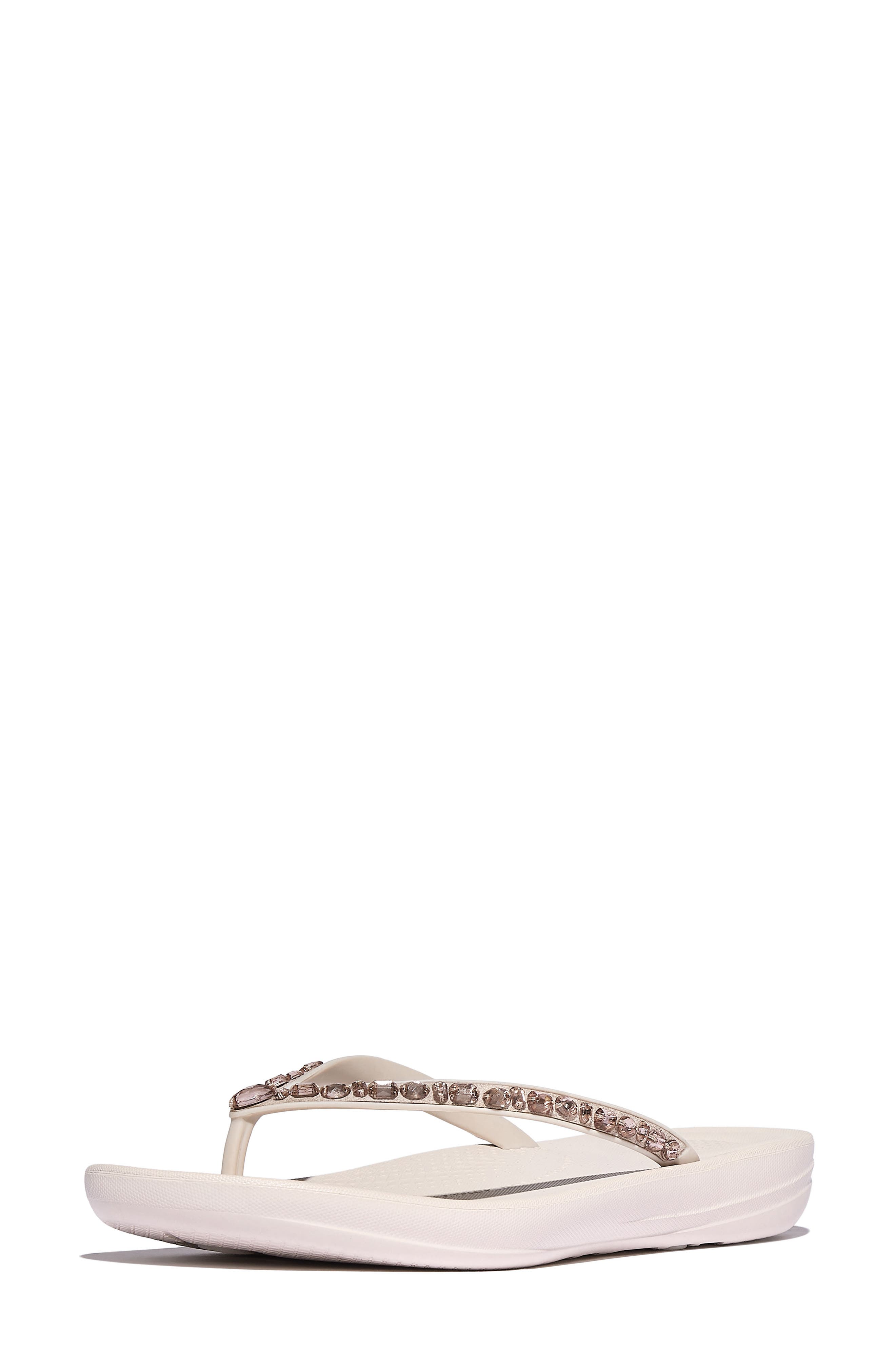 iQushion™ Crystal Strap Flip Flop, Alternate, color, BEIGE