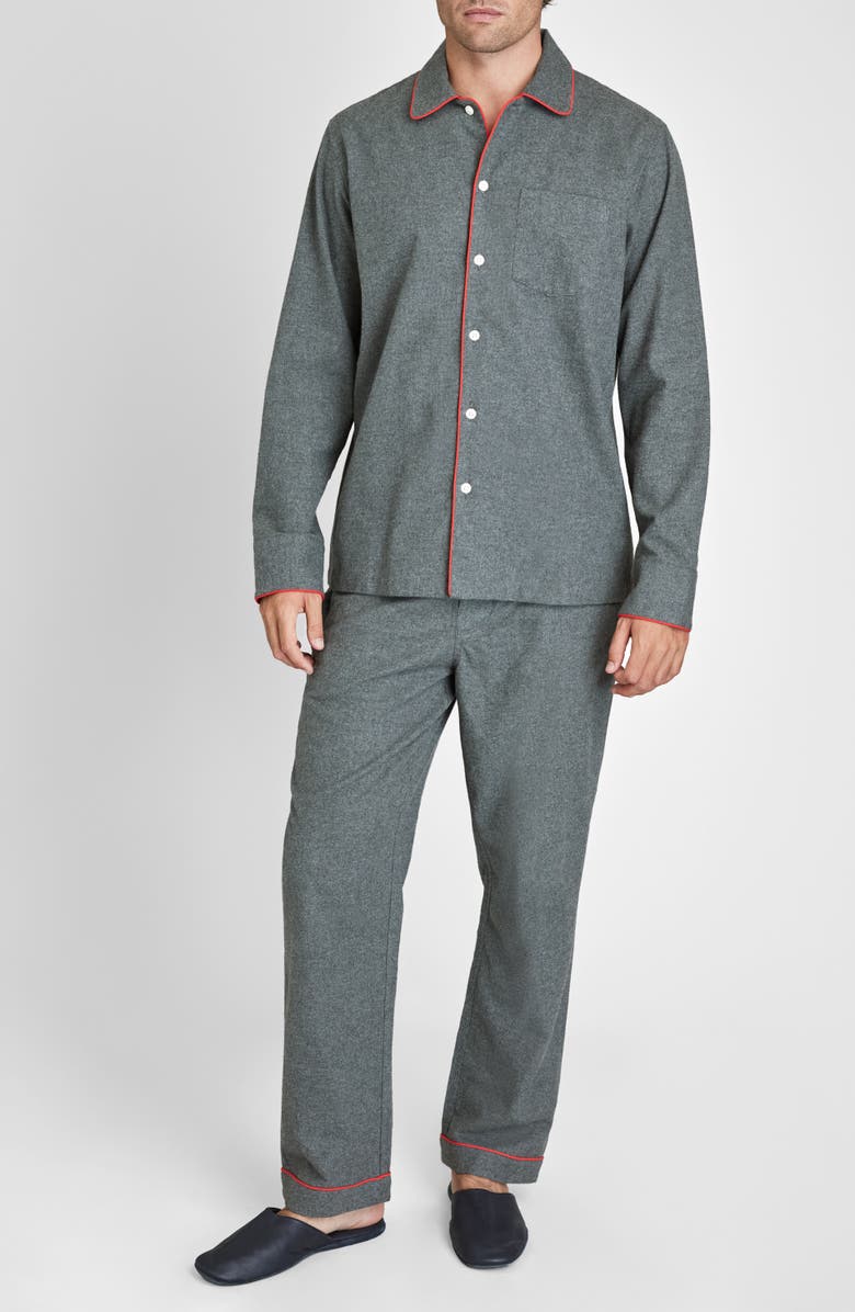 Sleepy Jones Flannel Henry Pajama Set, Main, color, Charcoal Grey