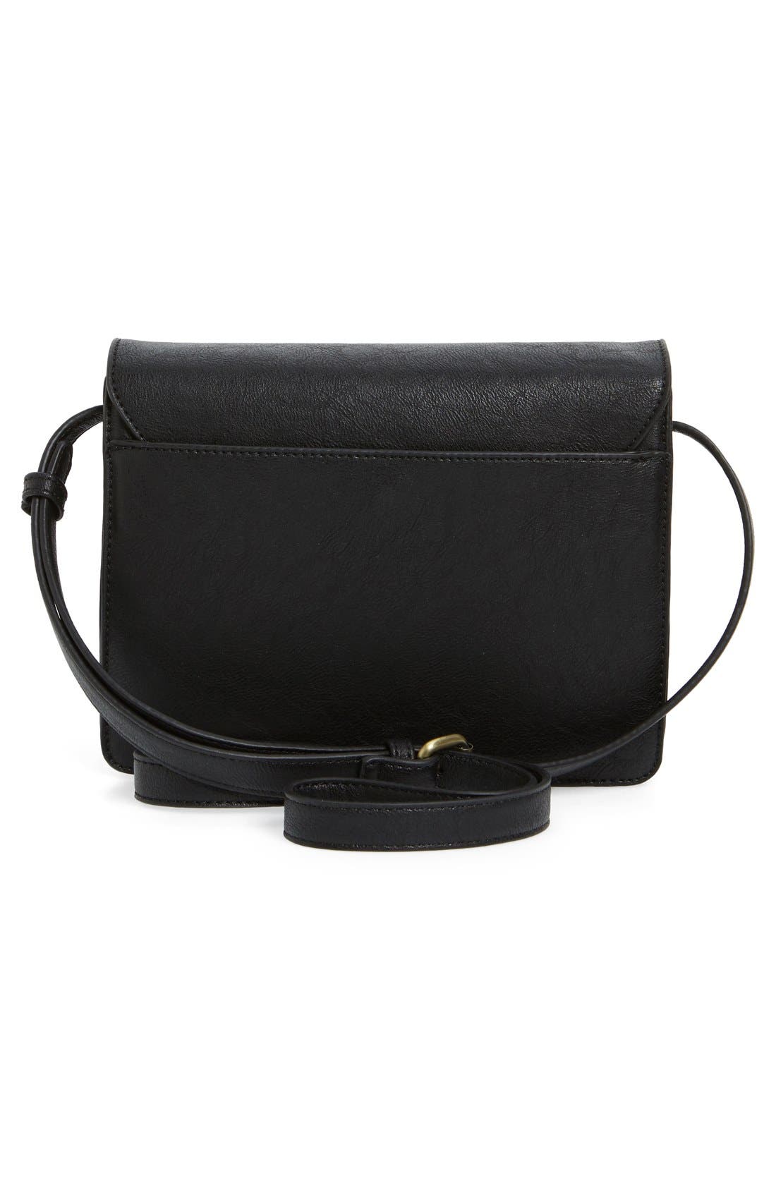 'Michelle' Faux Leather Crossbody Bag, Alternate, color, BLACK