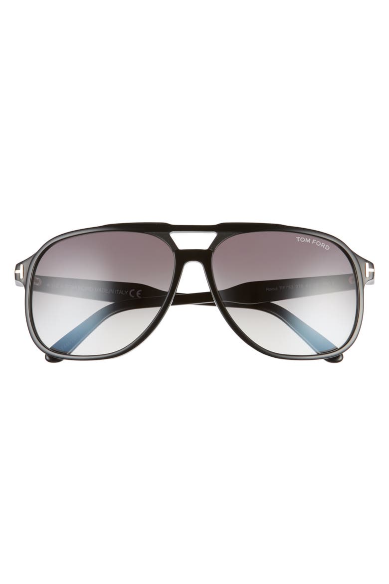 Raoul 62mm Gradient Navigator Sunglasses, Main, color, SHINY BLACK/ GRADIENT SMOKE