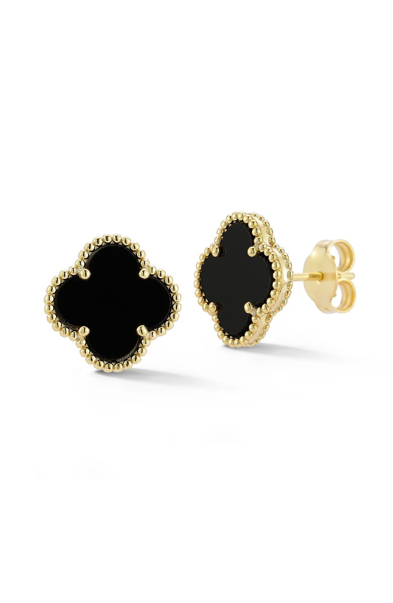 CHLOE AND MADISON Onyx Clover Stud Earrings, Main, color, 