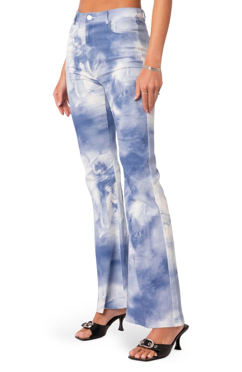 EDIKTED Saint Printed Flare Jeans, Alternate, color, 
