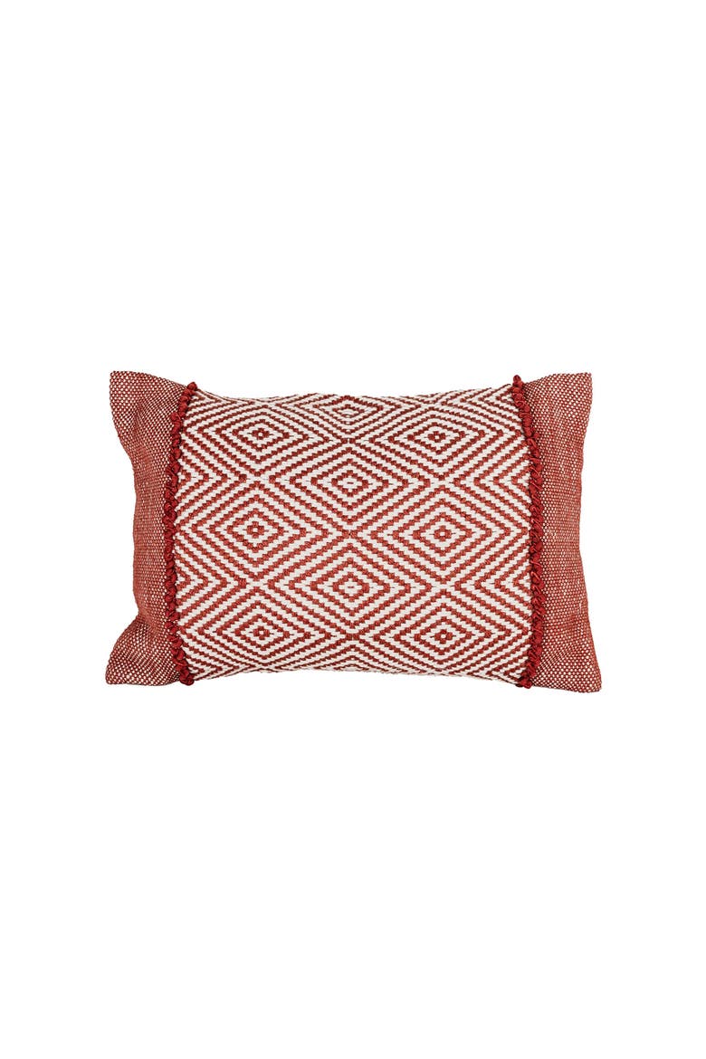 Outdoor Geometric Filled Lumbar Pillow, 16" x 24" Red, Main, color, Red