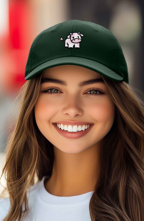 Dalix Strawberry Cow Embroidered Cap In Dark Green