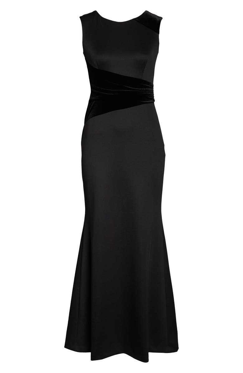 Vince Camuto Velvet Detail Scuba Trumpet Gown, Alternate, color, 