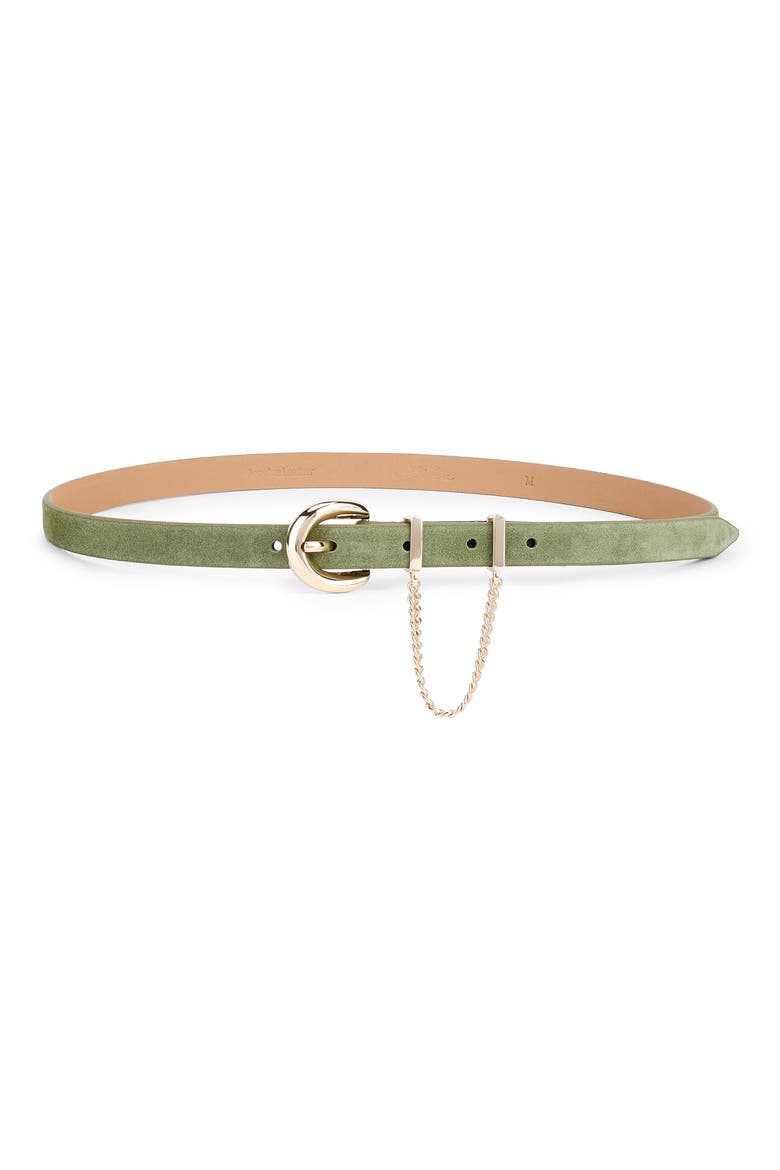 Chain Buckle Leather Belt, Main, color, OLIVINE