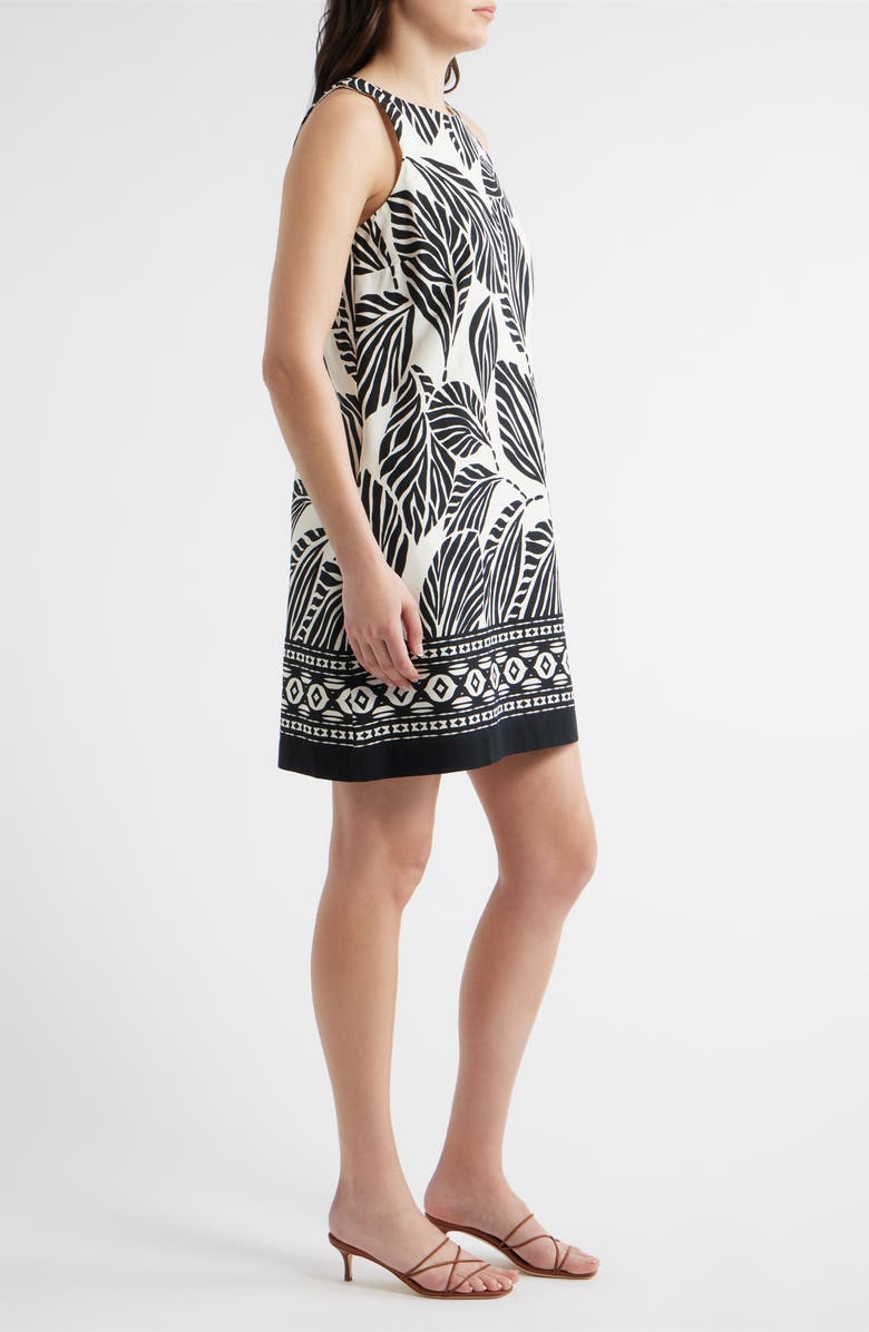 CeCe Print A-Line Linen Blend Minidress, Alternate, color, Ivory Multi