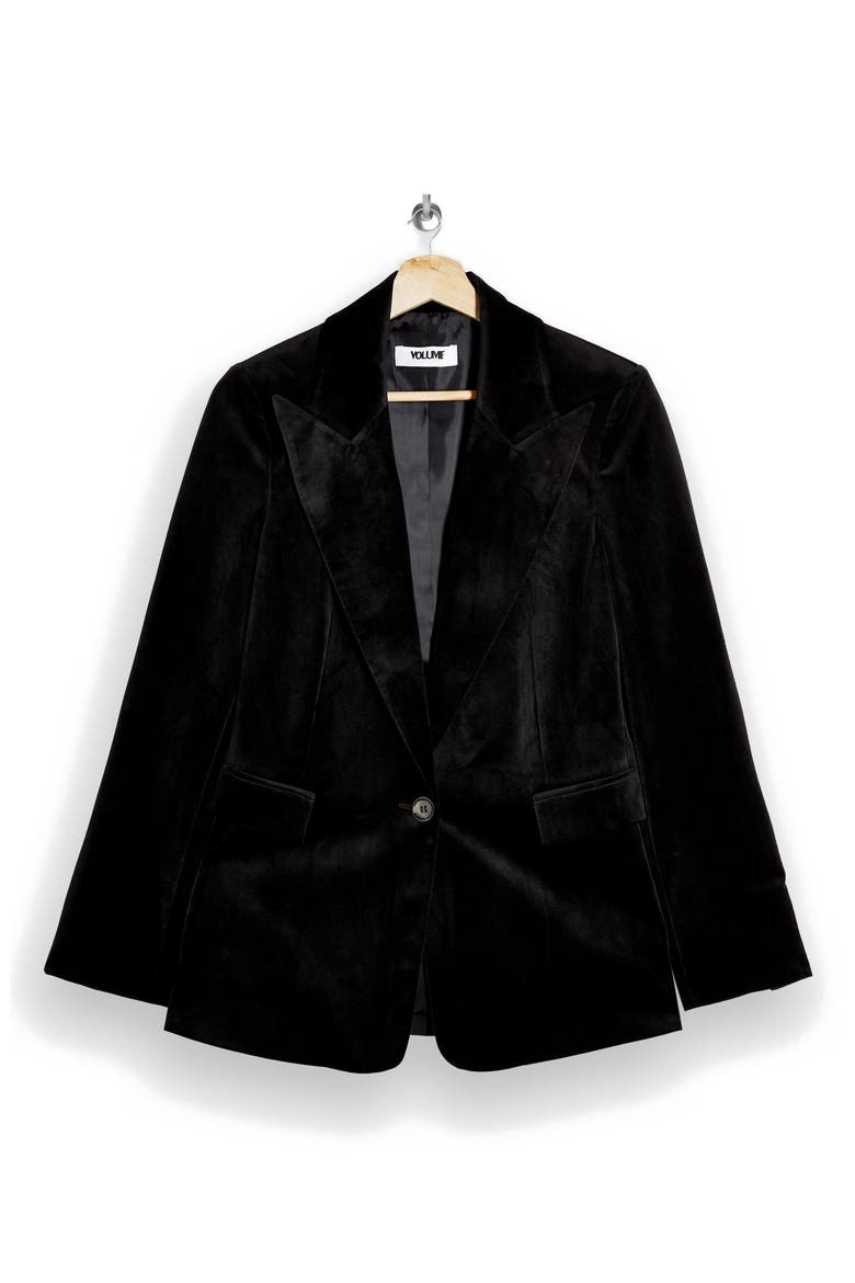 Peaked Lapels Velvet Suit Blazer, Alternate, color, BLACK
