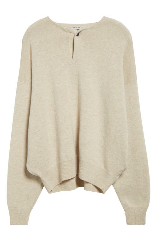 Fear Of God Fine Knit Merino Wool Henley In Heather Beige