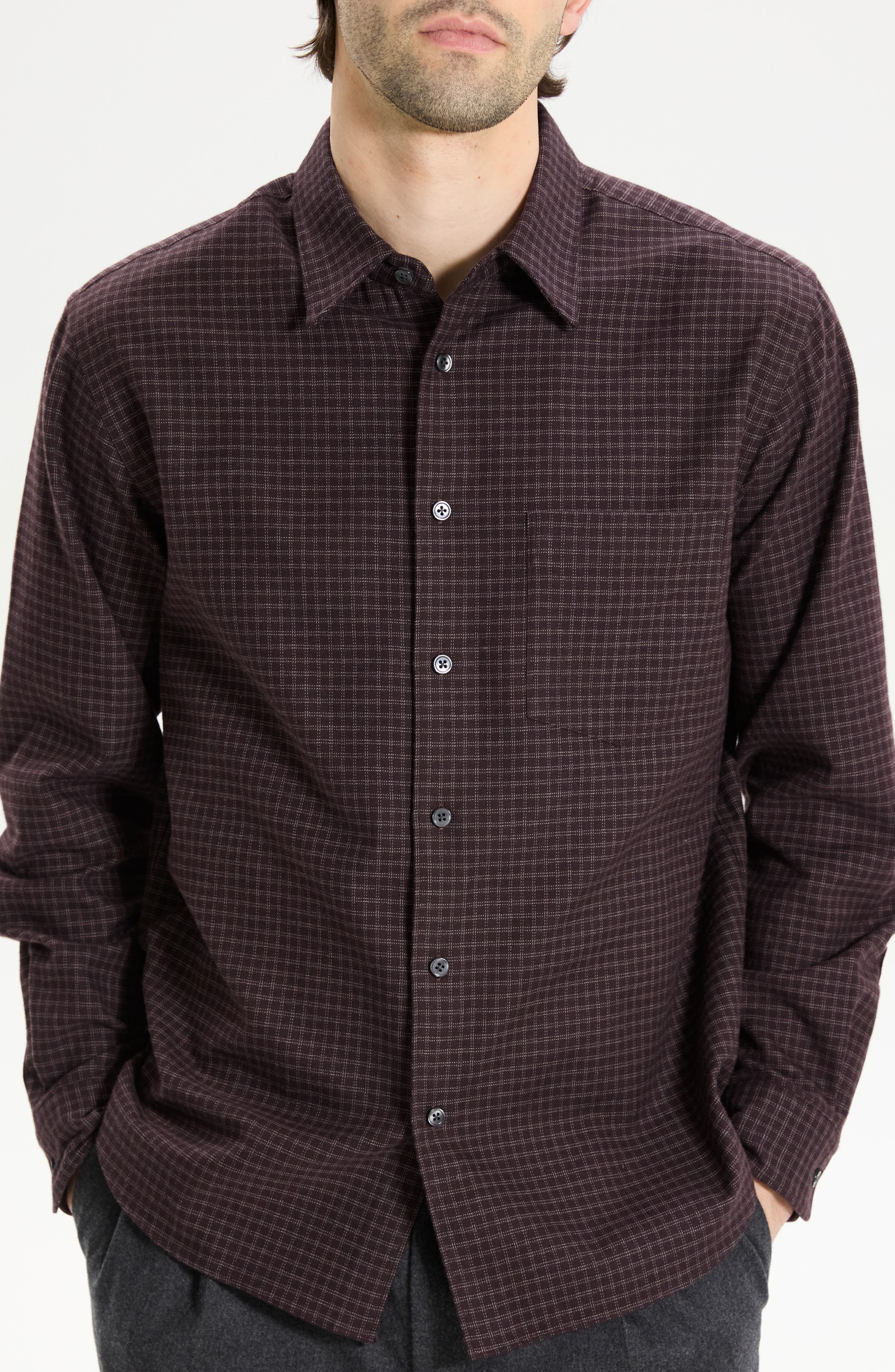 Theory Weekend Woods Check Cotton Button-Up Shirt