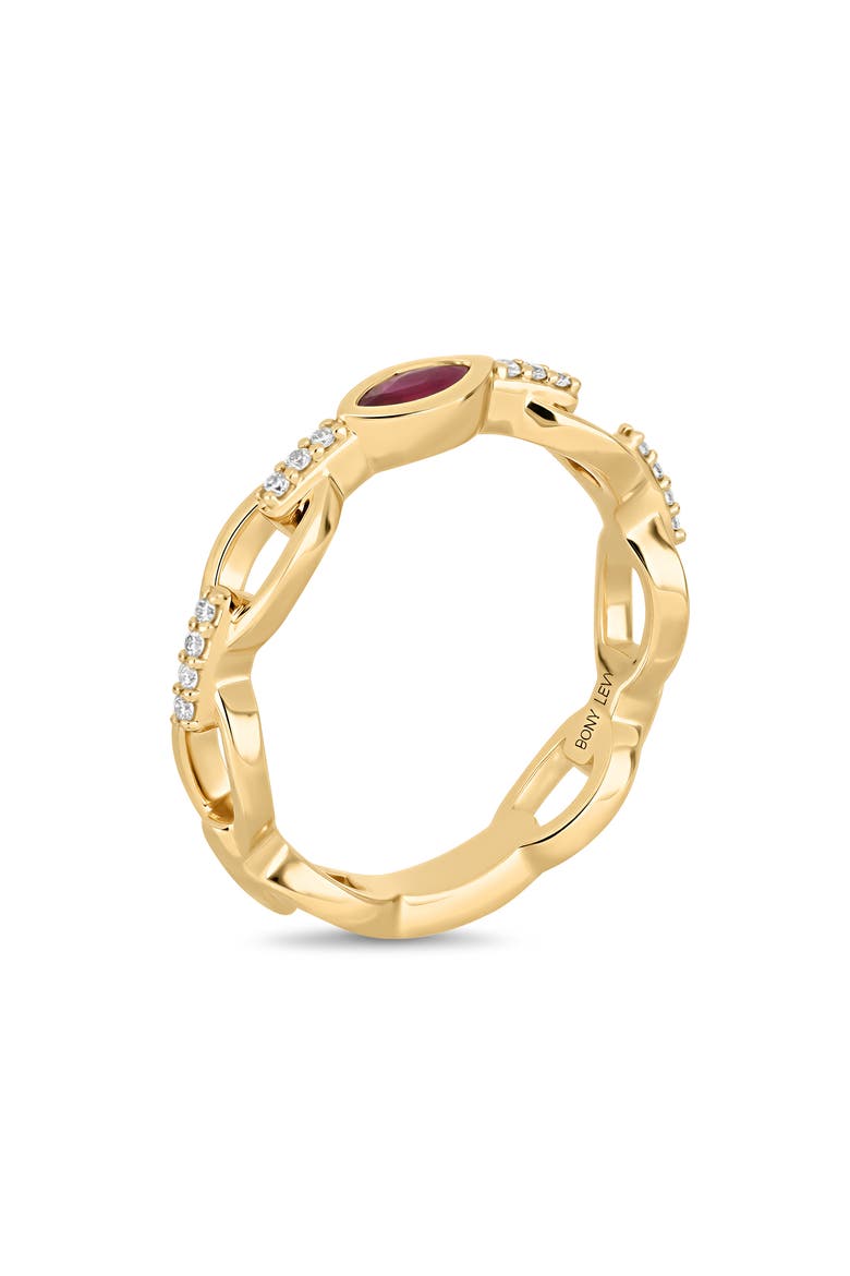 18K Gold El Mar Gemstone & Diamond Stackable Ring (Online Trunk Show), Alternate, color, 18K GOLD/DIAMOND/RUBY