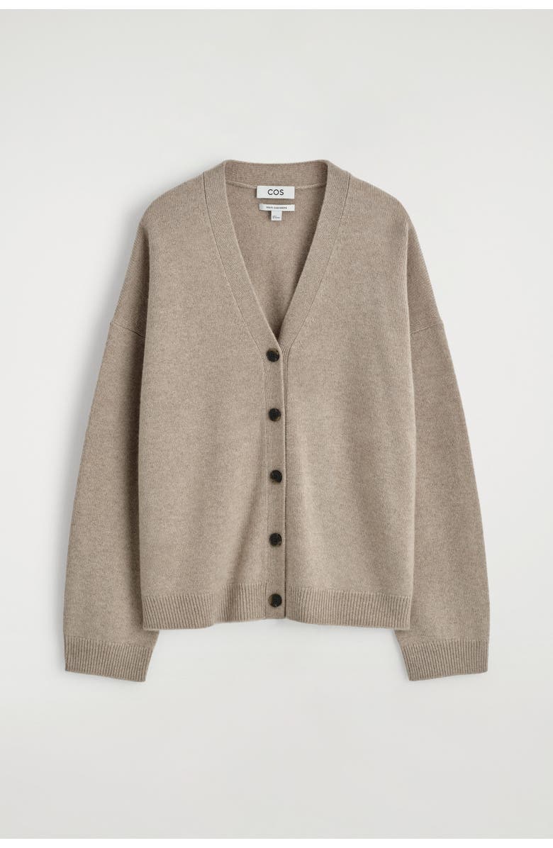 COS Cashmere V-Neck Cardigan, Alternate, color, Beige