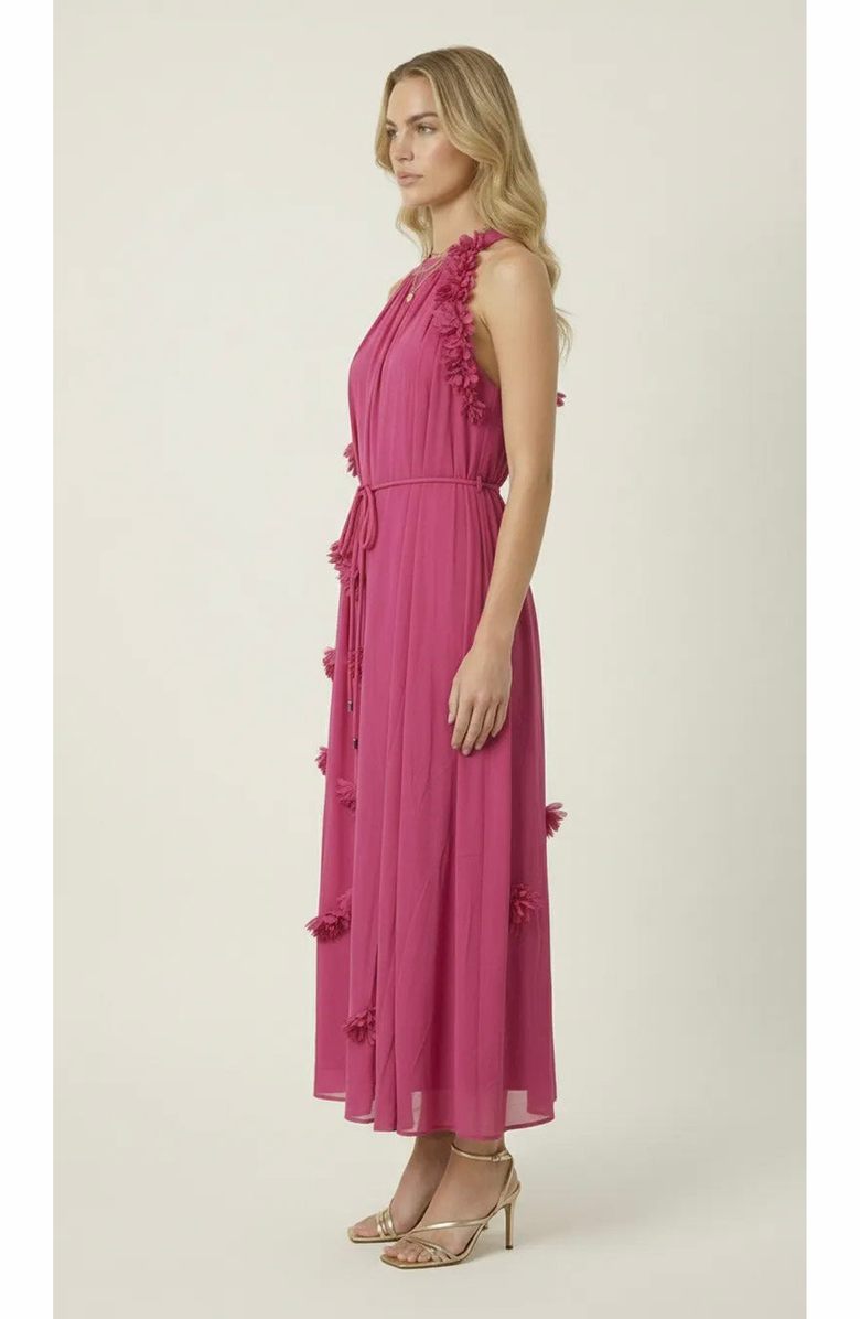 Modenaire Floral Appliqué Halter Midi Dress, Alternate, color, Magenta