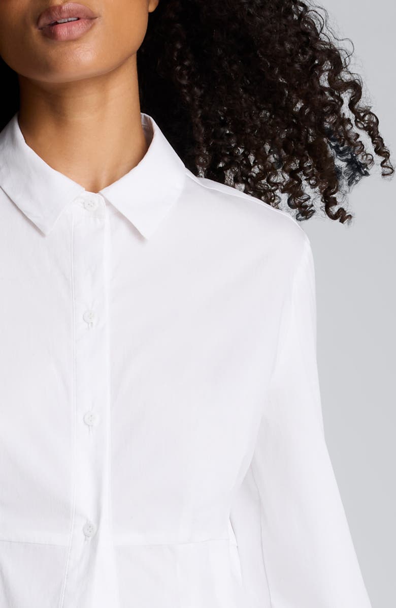 Kenneth Cole Pleated Corset Long Sleeve Shirtdress, Alternate, color, Pure White