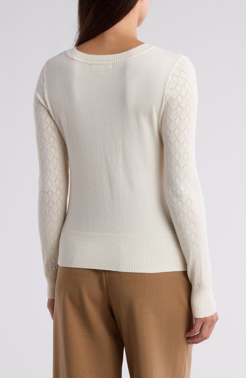 Dr2 By Daniel Rainn Pointelle Stitch Vintage Sweater In White