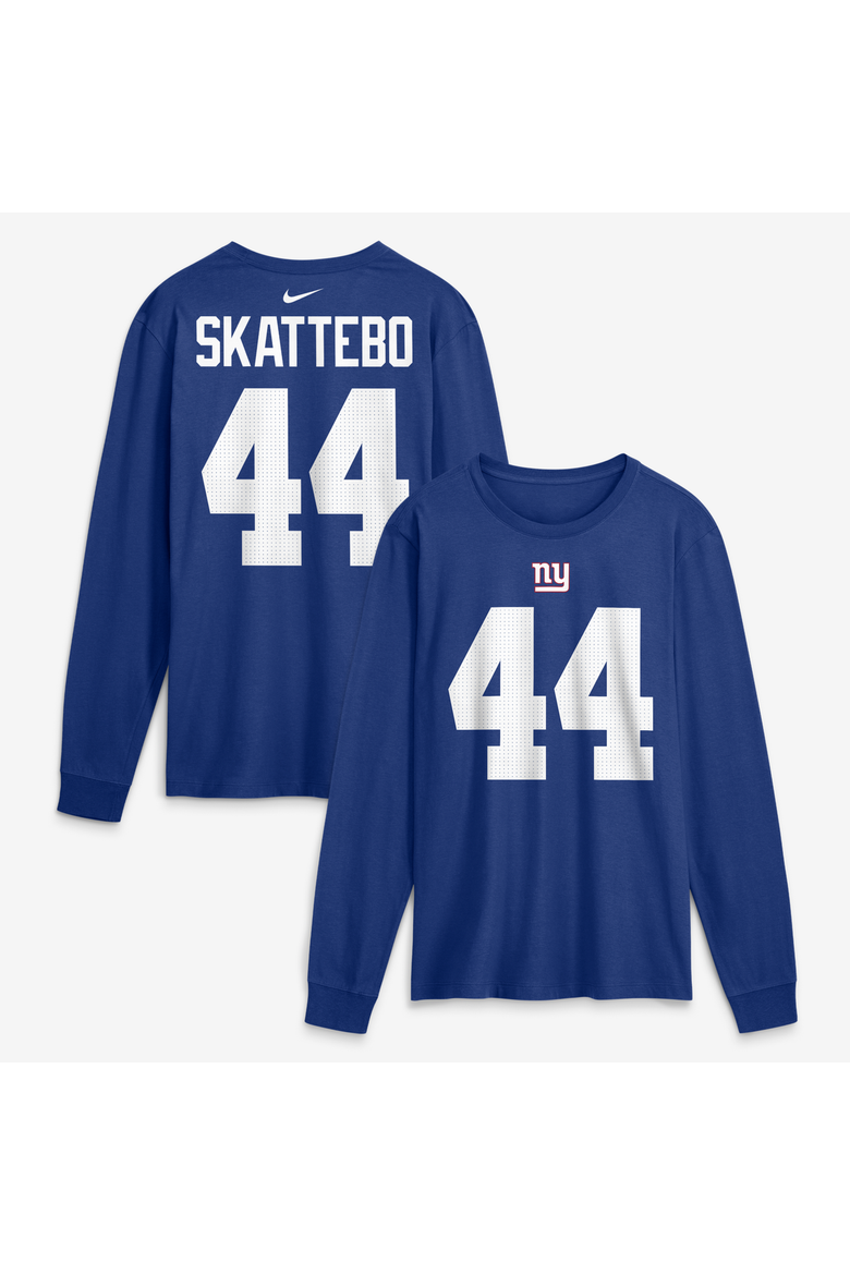 Men's Nike Cam Skattebo Royal New York Giants Name & Number Long Sleeve T-Shirt, Main, color, Royal