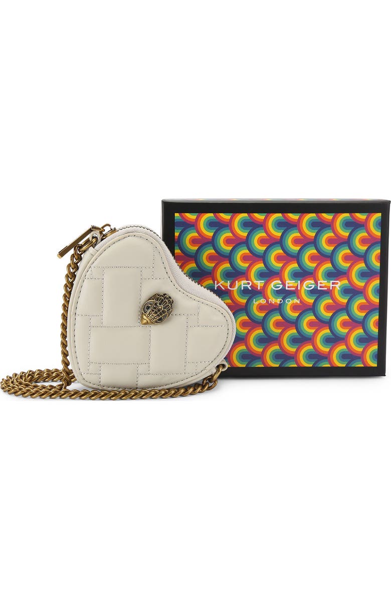 Kurt Geiger London Micro Heart Leather Crossbody Bag, Alternate, color, Natural