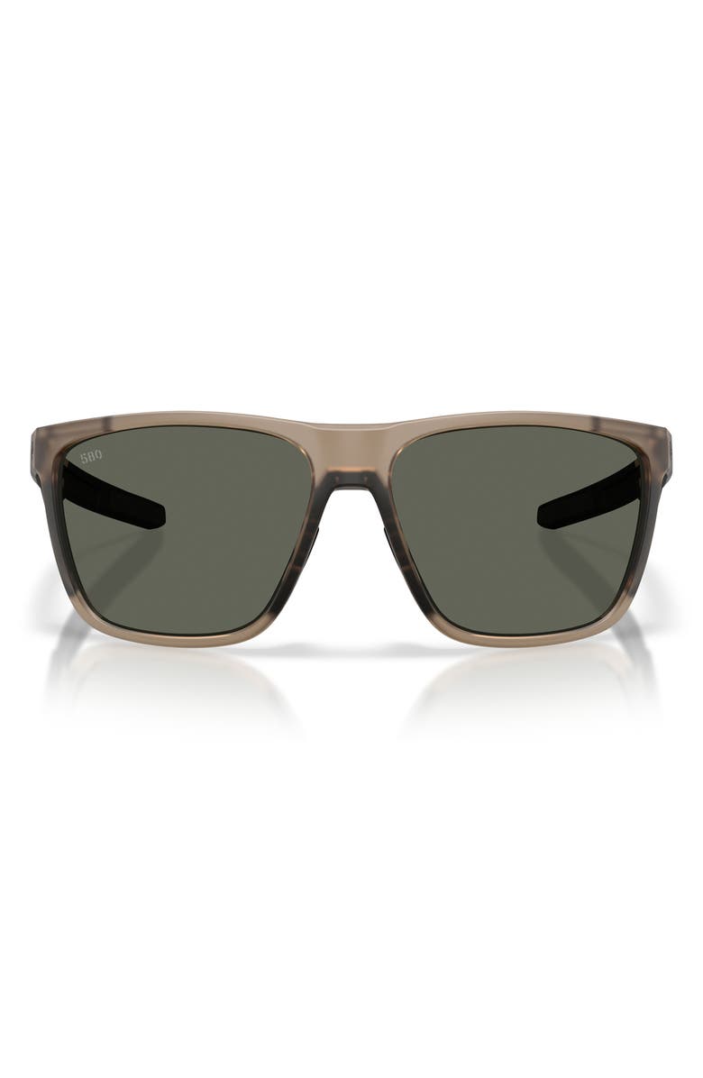 Costa Del Mar Ferg 62mm Polarized Pillow Sunglasses, Main, color, Matte Brown Smoke / Gray 580G