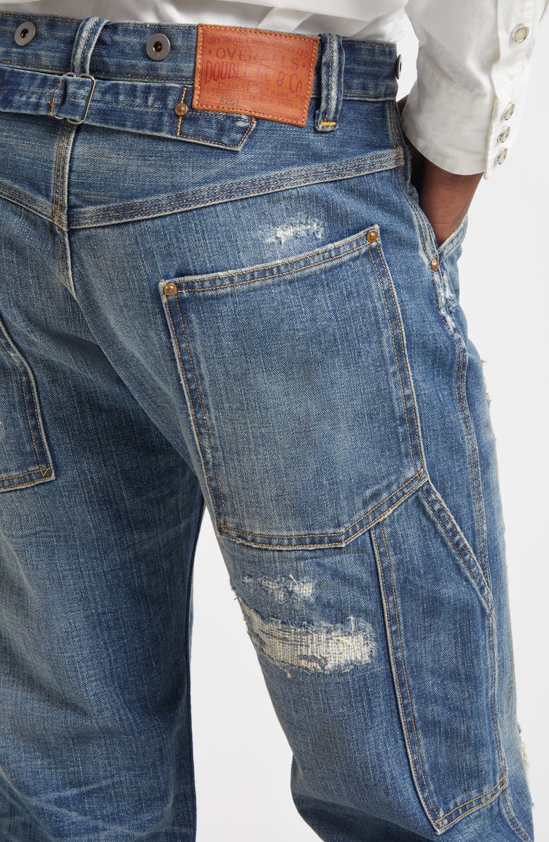 Double RL Straight Fit Distressed Carpenter Jeans, Alternate, color, Brayton Wash