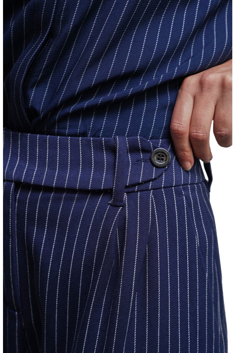 The Empower Pinstripe Wide Leg Trouser, Alternate, color, NAVY/OAT