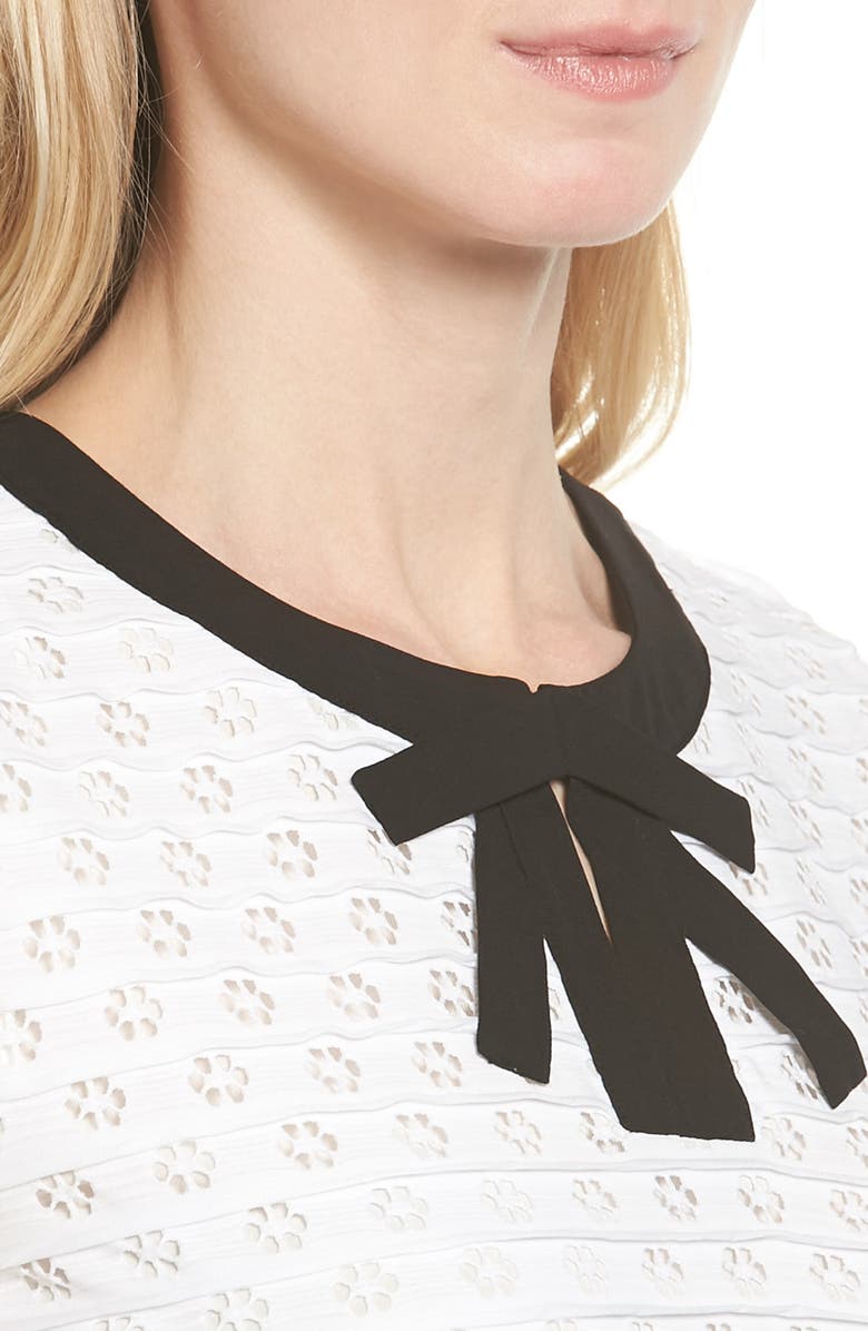 CeCe Bow Front Jacquard Knit Top, Alternate, color, 