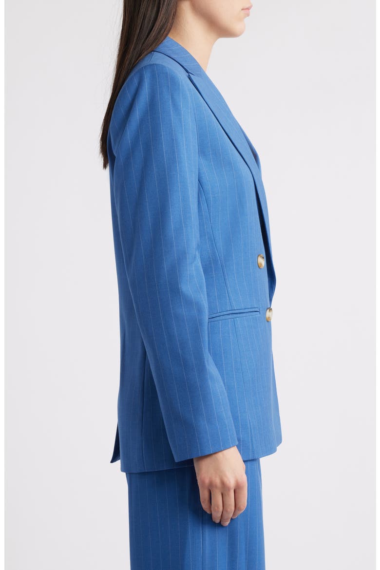 Pinstripe Double Breasted Blazer, Alternate, color, INDIGO