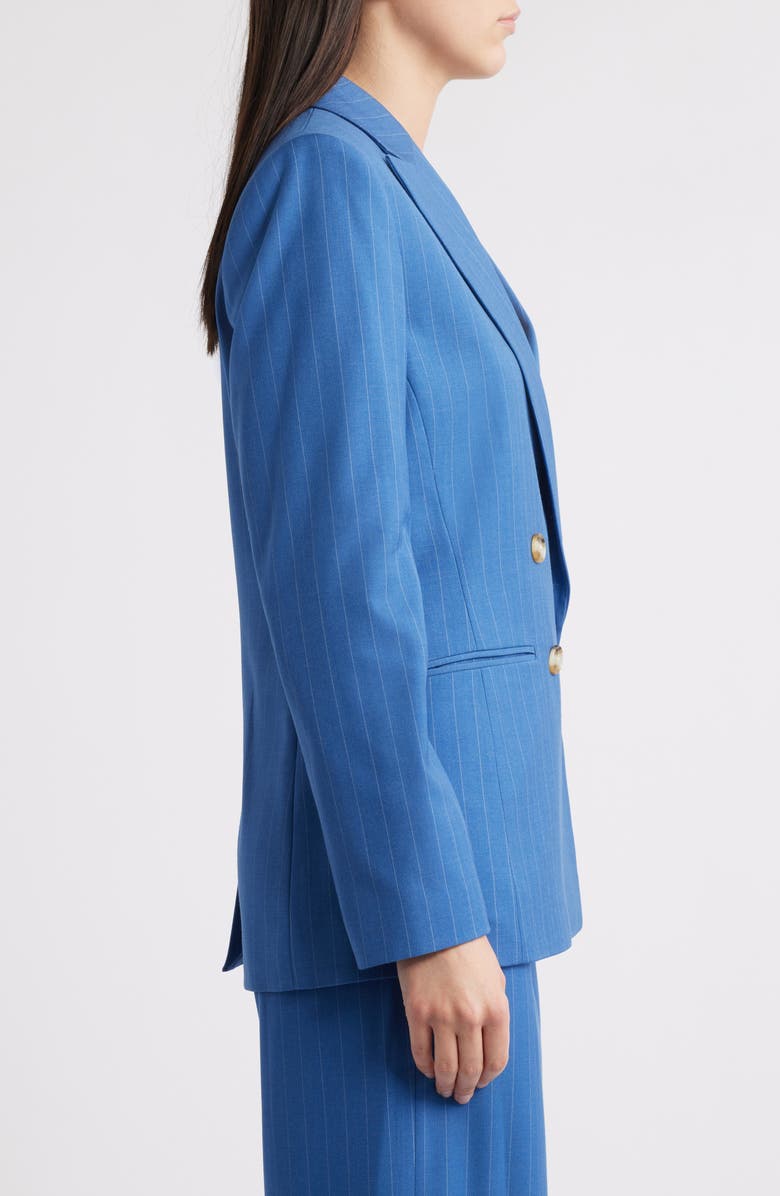 Tahari ASL Pinstripe Double Breasted Blazer, Alternate, color, Indigo