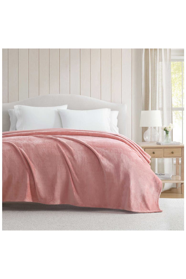 Bedford Microfiber Blanket, Alternate, color, PINK CLAY