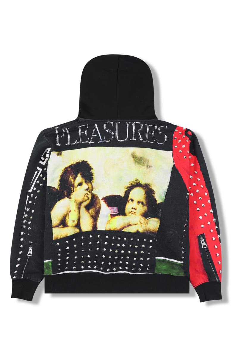 PLEASURES Explosion Cotton Blend Hoodie Pullover, Alternate, color, Black