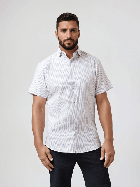 Tencel Stretch Striped SS Button-Up Shirt