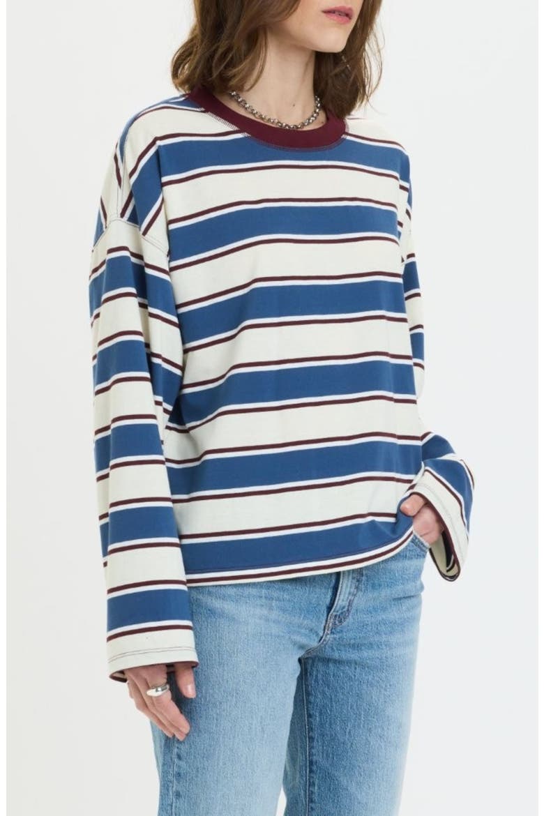 Salinas Stripe Cotton Blend Long Sleeve Top, Alternate, color, COVE STRIPE