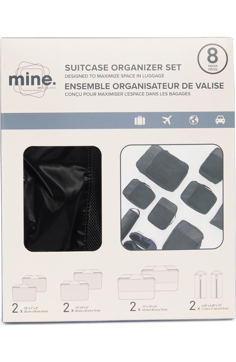 MYTAGALONGS Set of 8 Packing Cubes, Alternate, color, Black Metallic